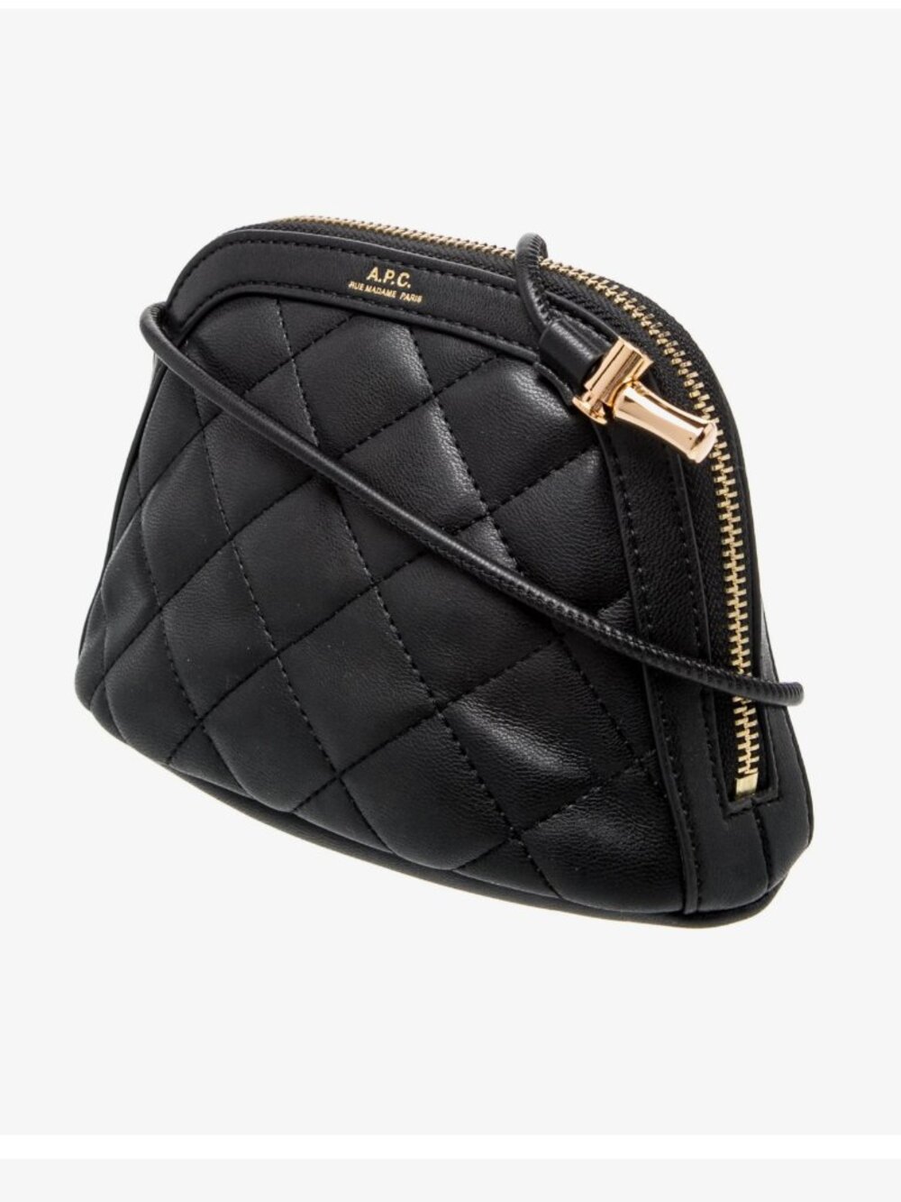 A.P.C. Quilted Leather Mini Crossbody Bag Black Gold Hardware